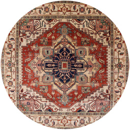 Round Machine Washable Industrial Modern Fire Brick Red Rug, wshurb2628