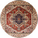 Round Machine Washable Industrial Modern Fire Brick Red Rug, wshurb2628