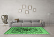 Machine Washable Persian Emerald Green Traditional Area Rugs in a Living Room,, wshurb2628emgrn