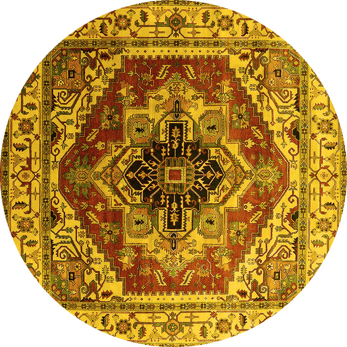 Round Persian Yellow Traditional Rug, urb2628yw