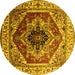 Round Persian Yellow Traditional Rug, urb2628yw