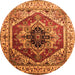 Round Machine Washable Persian Orange Traditional Area Rugs, wshurb2628org