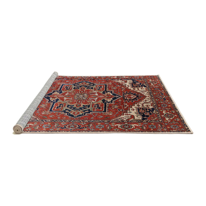 Sideview of Machine Washable Industrial Modern Tomato Red Rug, wshurb2629