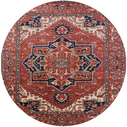 Round Mid-Century Modern Red Oriental Rug, urb2629