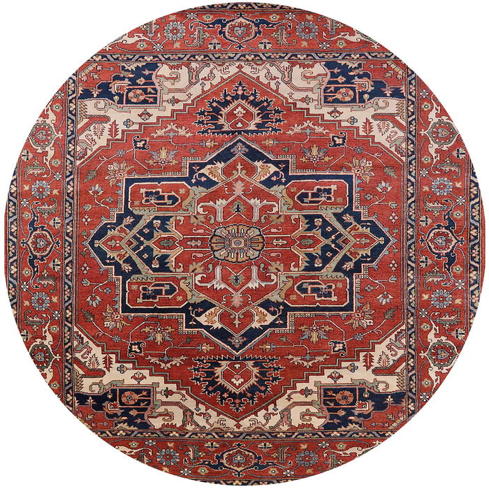 Round Mid-Century Modern Red Oriental Rug, urb2629