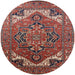 Round Mid-Century Modern Red Oriental Rug, urb2629