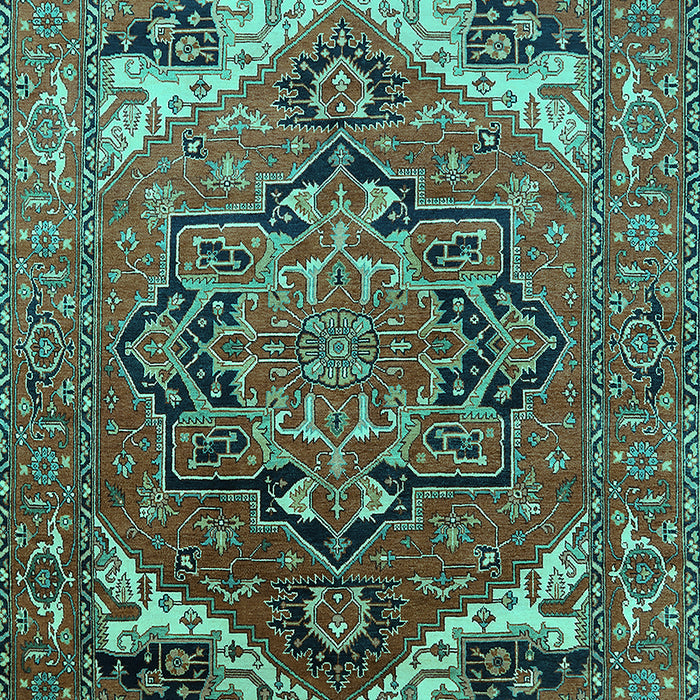 Machine Washable Oriental Turquoise Industrial Area Rugs, wshurb2629turq