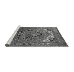 Sideview of Machine Washable Oriental Gray Industrial Rug, wshurb2629gry