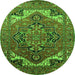 Round Oriental Green Industrial Rug, urb2629grn