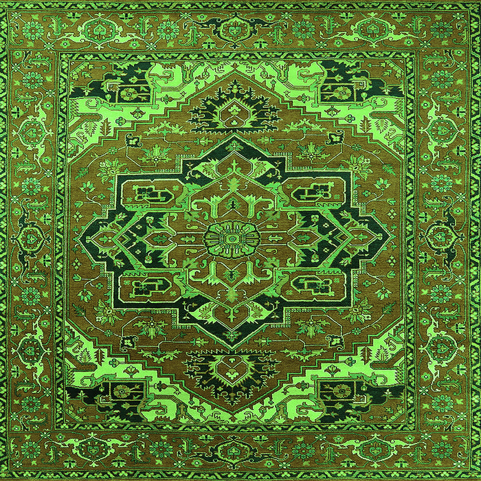 Square Machine Washable Oriental Green Industrial Area Rugs, wshurb2629grn