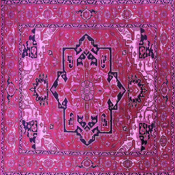 Square Machine Washable Oriental Pink Industrial Rug, wshurb2629pnk