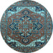 Round Oriental Light Blue Industrial Rug, urb2629lblu