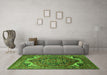 Machine Washable Oriental Green Industrial Area Rugs in a Living Room,, wshurb2629grn