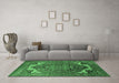 Machine Washable Oriental Emerald Green Industrial Area Rugs in a Living Room,, wshurb2629emgrn