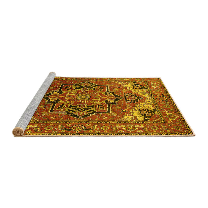 Sideview of Machine Washable Oriental Yellow Industrial Rug, wshurb2629yw