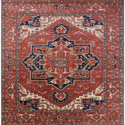 Square Machine Washable Industrial Modern Tomato Red Rug, wshurb2629