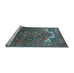 Sideview of Machine Washable Oriental Light Blue Industrial Rug, wshurb2629lblu