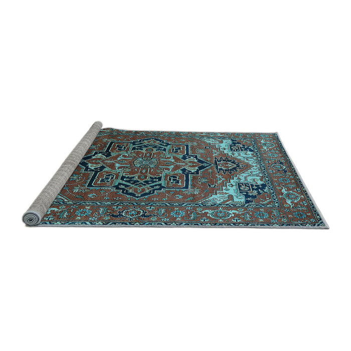 Sideview of Machine Washable Oriental Light Blue Industrial Rug, wshurb2629lblu