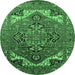 Round Oriental Emerald Green Industrial Rug, urb2629emgrn