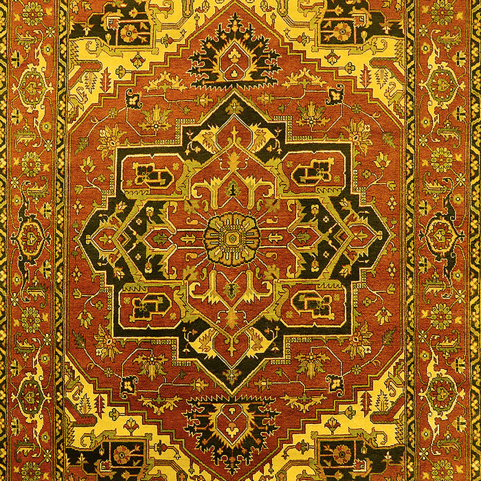 Machine Washable Oriental Yellow Industrial Rug, wshurb2629yw