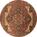 Round Oriental Brown Industrial Rug, urb2629brn