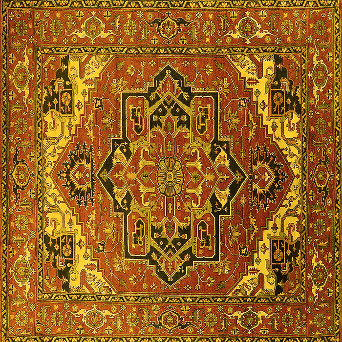 Square Machine Washable Oriental Yellow Industrial Rug, wshurb2629yw