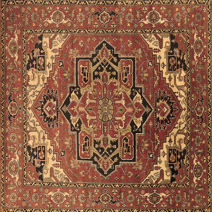 Square Machine Washable Oriental Brown Industrial Rug, wshurb2629brn
