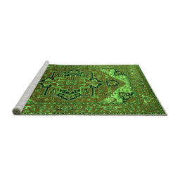 Sideview of Machine Washable Oriental Green Industrial Area Rugs, wshurb2629grn