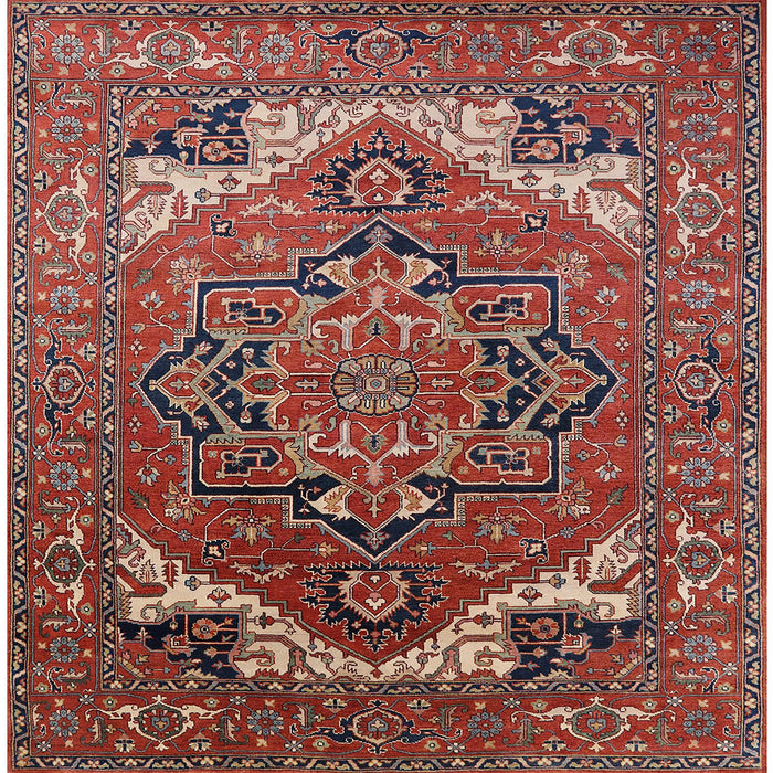 Square Mid-Century Modern Red Oriental Rug, urb2629