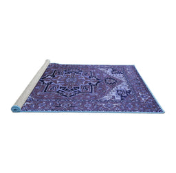 Sideview of Machine Washable Oriental Blue Industrial Rug, wshurb2629blu