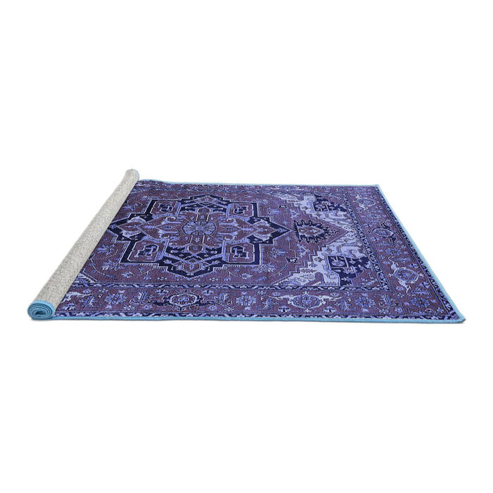 Sideview of Machine Washable Oriental Blue Industrial Rug, wshurb2629blu