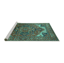 Sideview of Machine Washable Oriental Turquoise Industrial Area Rugs, wshurb2629turq
