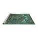 Sideview of Machine Washable Oriental Turquoise Industrial Area Rugs, wshurb2629turq