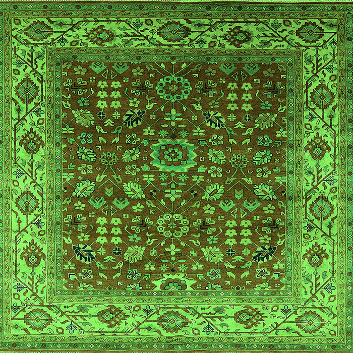 Square Oriental Green Traditional Rug, urb2630grn