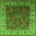 Square Machine Washable Oriental Green Traditional Area Rugs, wshurb2630grn