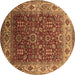 Round Machine Washable Oriental Brown Traditional Rug, wshurb2630brn