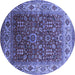 Round Machine Washable Oriental Blue Traditional Rug, wshurb2630blu