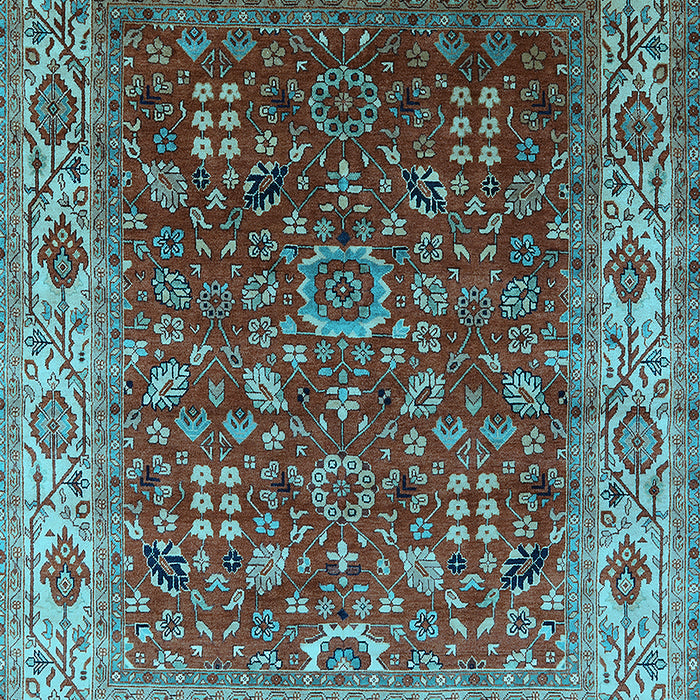 Machine Washable Oriental Light Blue Traditional Rug, wshurb2630lblu