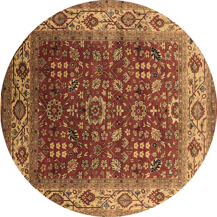 Round Oriental Brown Traditional Rug, urb2630brn