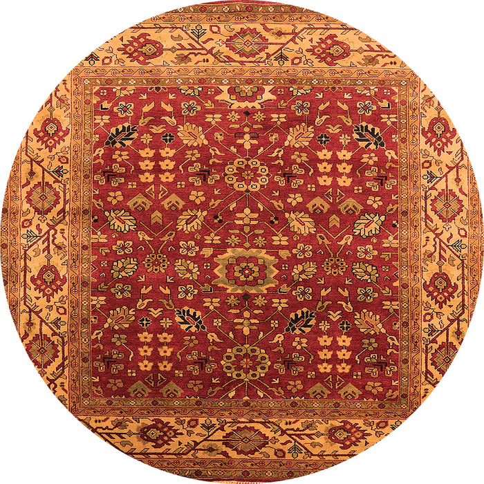Round Oriental Orange Traditional Rug, urb2630org