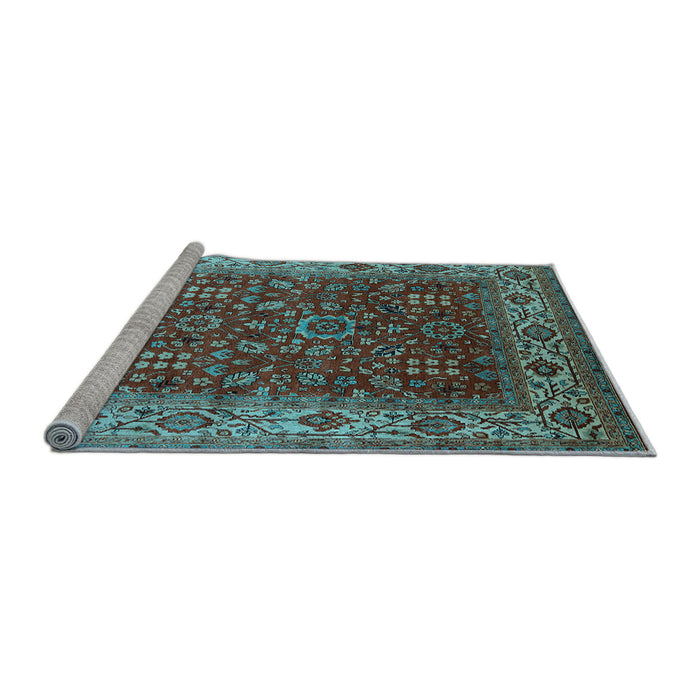 Sideview of Machine Washable Oriental Light Blue Traditional Rug, wshurb2630lblu