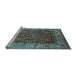 Sideview of Machine Washable Oriental Light Blue Traditional Rug, wshurb2630lblu