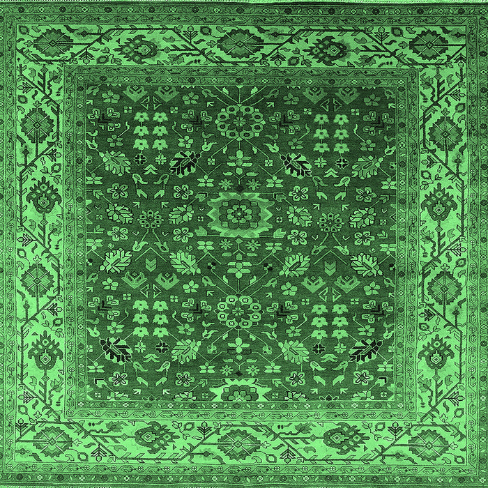 Square Machine Washable Oriental Emerald Green Traditional Area Rugs, wshurb2630emgrn