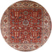 Round Mid-Century Modern Red Oriental Rug, urb2630