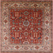Square Mid-Century Modern Red Oriental Rug, urb2630
