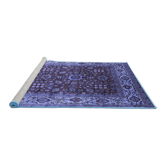 Sideview of Machine Washable Oriental Blue Traditional Rug, wshurb2630blu