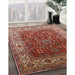 Mid-Century Modern Red Oriental Rug in Family Room, urb2630