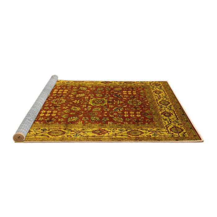 Sideview of Machine Washable Oriental Yellow Traditional Rug, wshurb2630yw