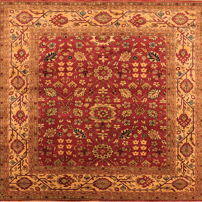 Square Oriental Orange Traditional Rug, urb2630org