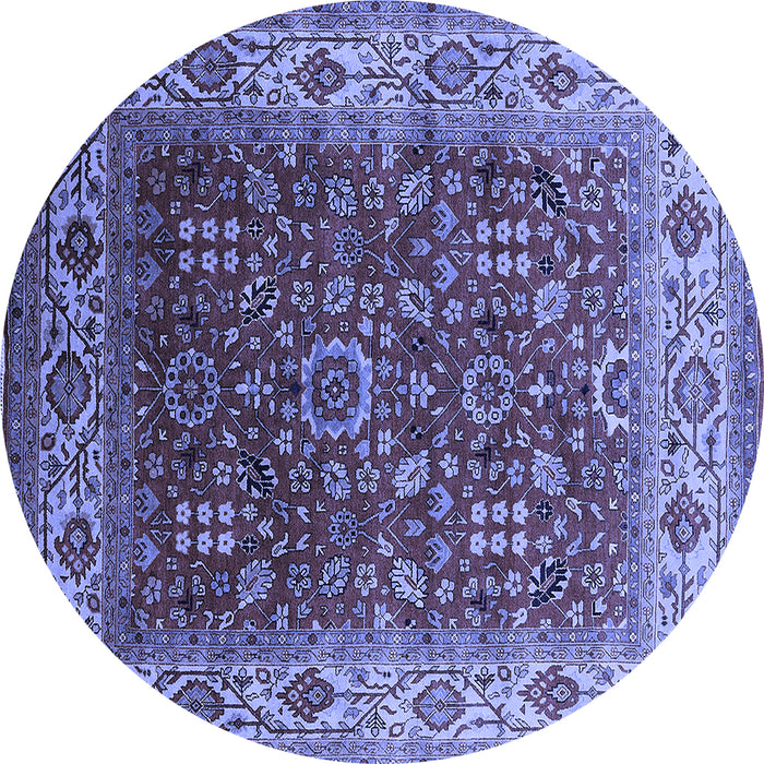 Round Oriental Blue Traditional Rug, urb2630blu